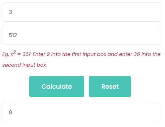 y^3 = 512, what is y